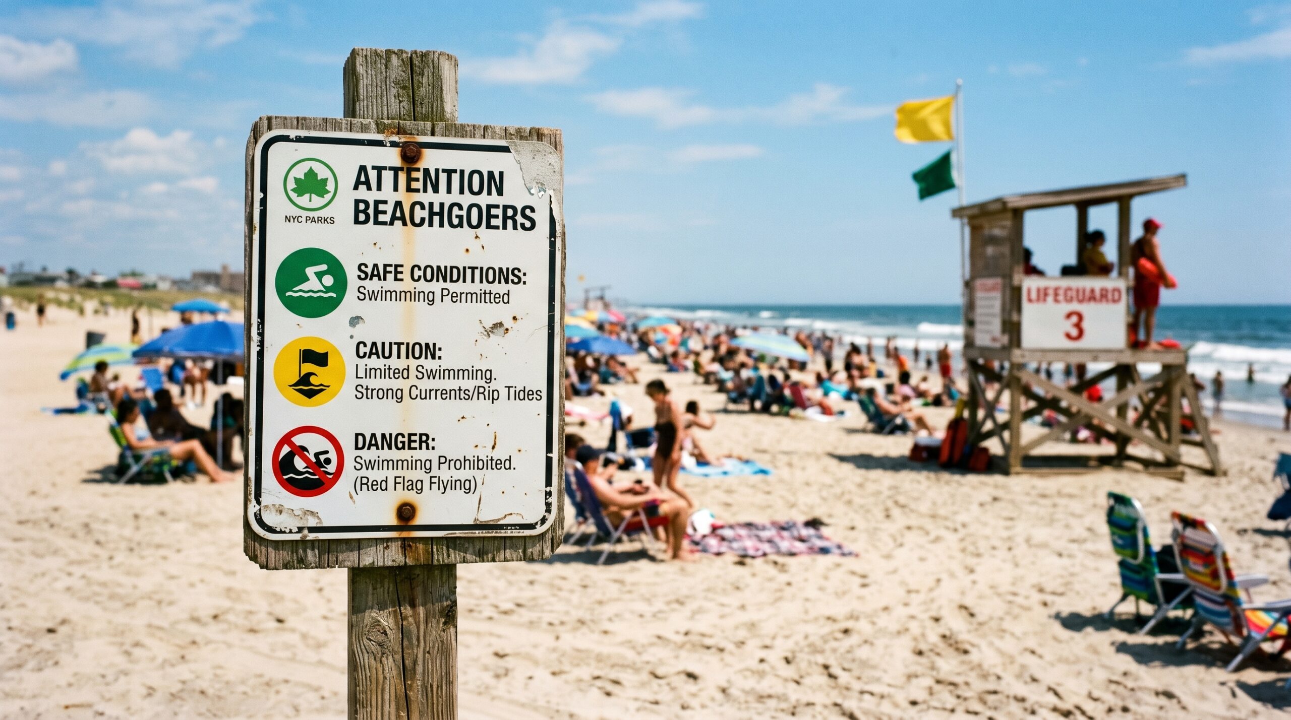 NYC Beach Warning Signs